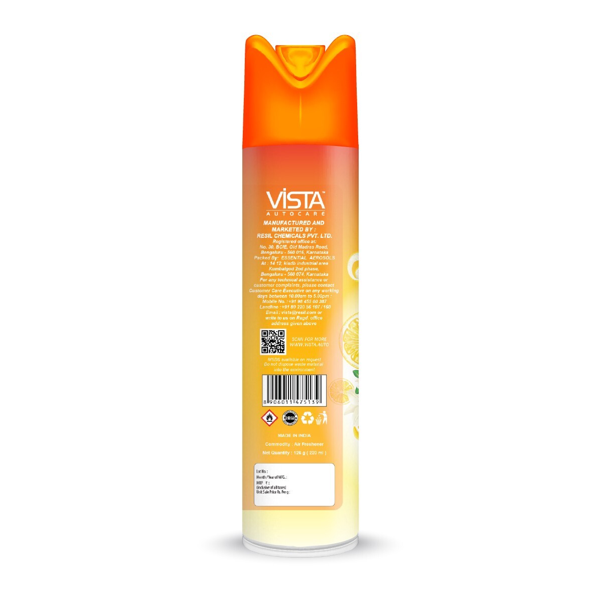 Vista Auto Care Aura Air Freshener Lemon 220Ml
