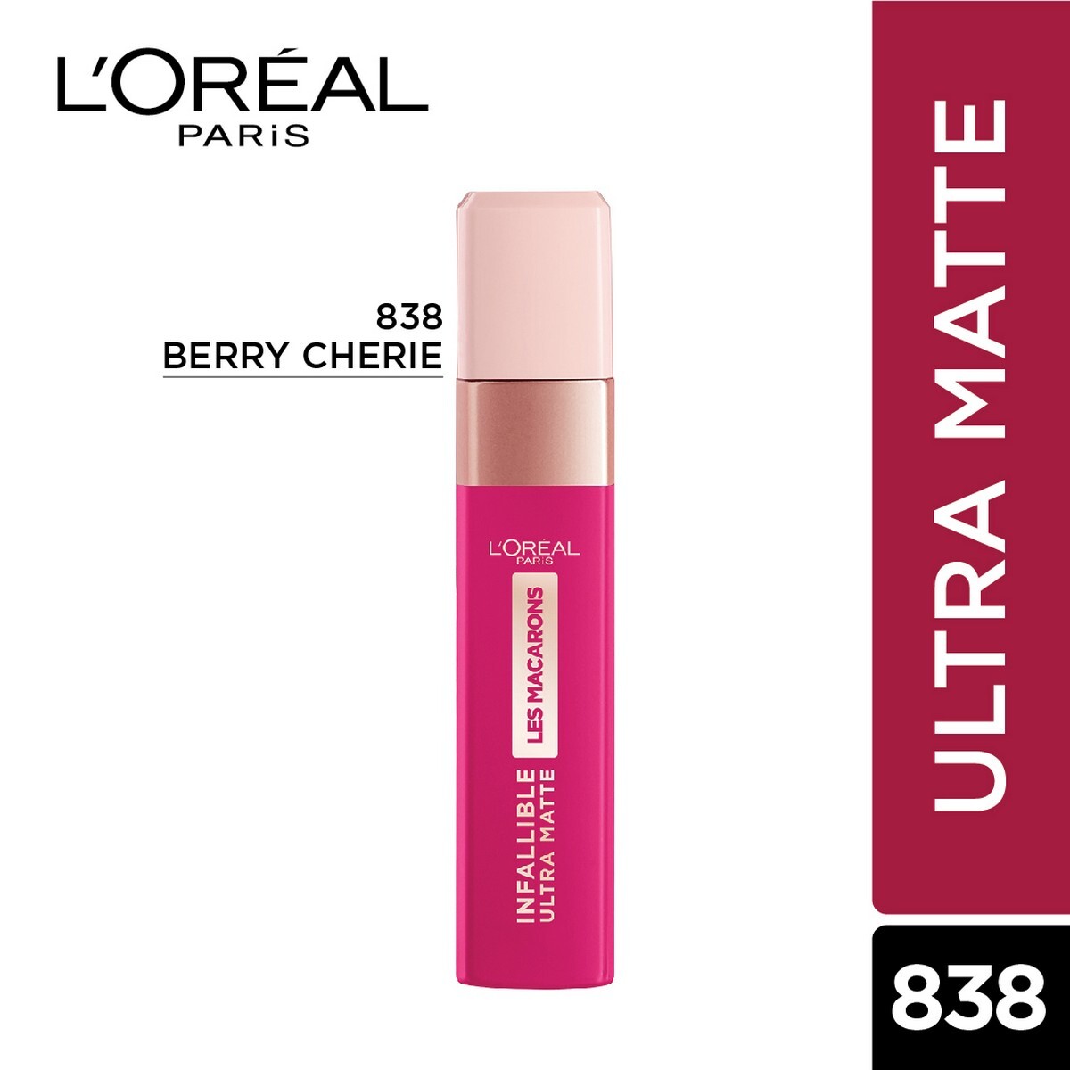 L'Or�al Paris Infallible Ultra Matte Liquid Lipstick, Les Macarons, 838 Berry Cherie, 5g