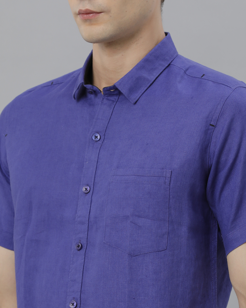 Marco Donateli Mens Purple Solid Casual Shirt