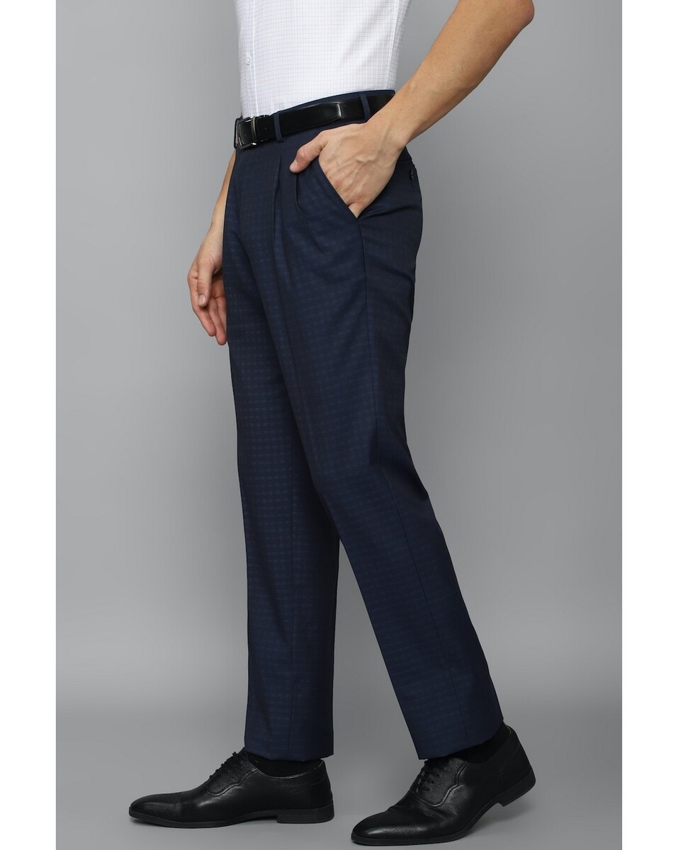 Louis Philippe Men Regular Fit Navy Stripe Fromal Trousers