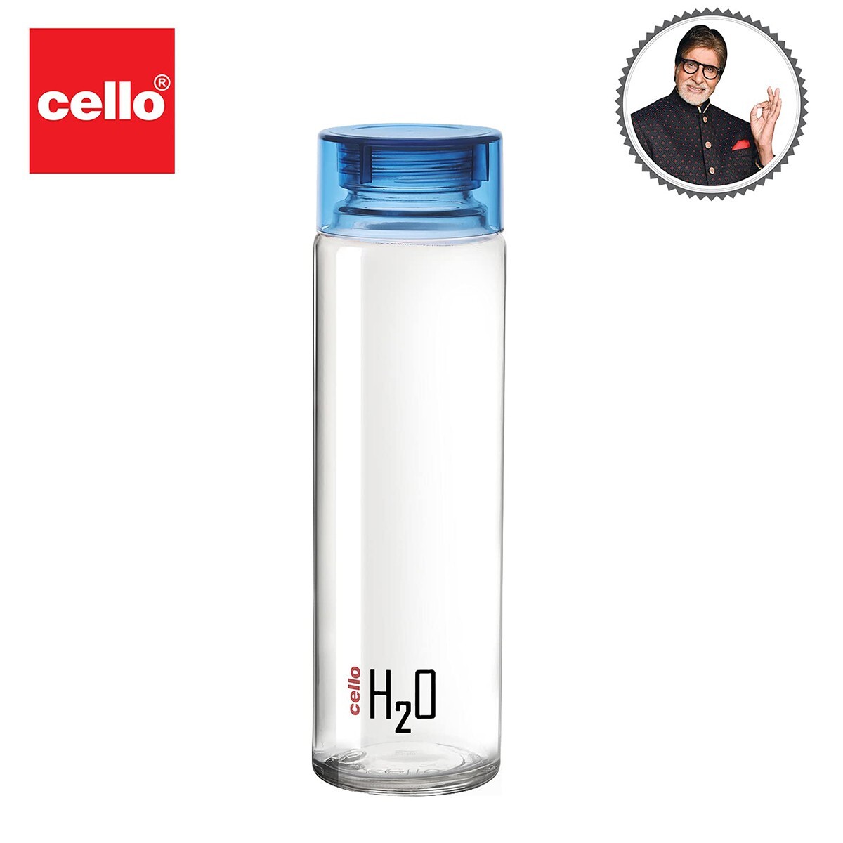 Cello Glass Bottle H2O 500ml Round 1Pc