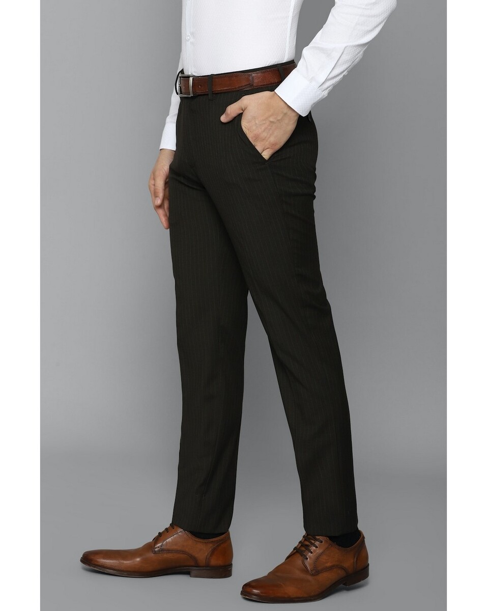 Louis Philippe Men Slim Fit Black Stripe Fromal Trousers