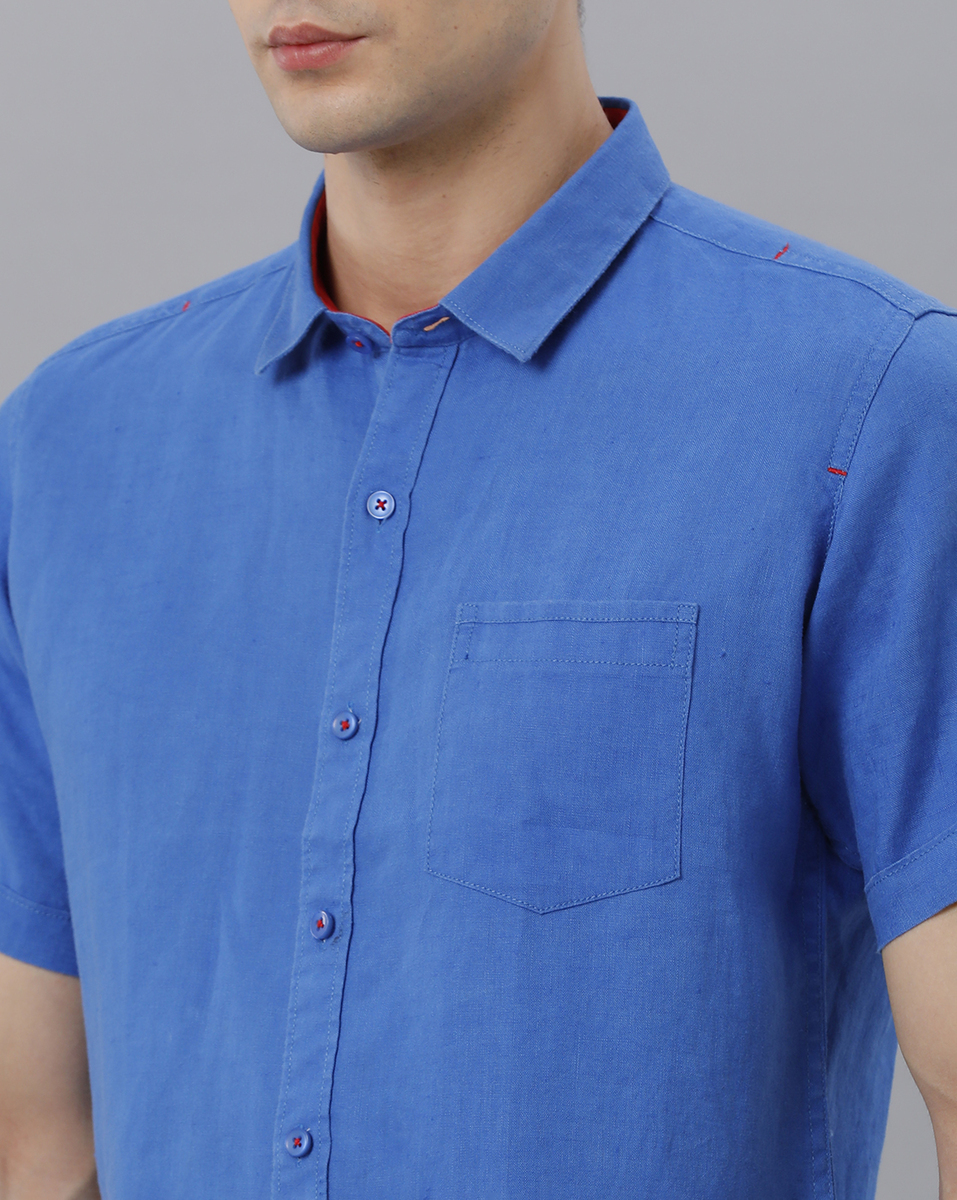 Marco Donateli Mens Blue Solid Casual Shirt