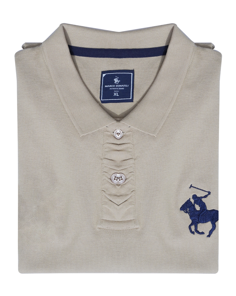 Marco Donateli Mens Regular Fit Sea Grass Solid Polo T-Shirt