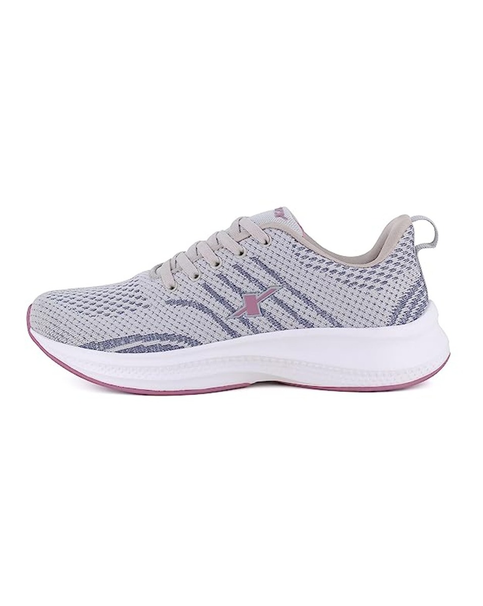 Sparx Ladies Mesh Light Grey Lace-Up Sports Shoes