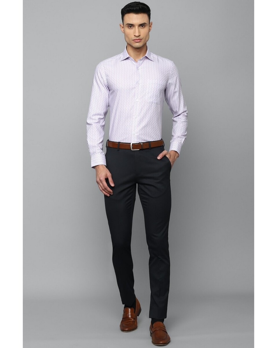 Louis Philippe Men Classic Fit Purple Print Formal Shirt