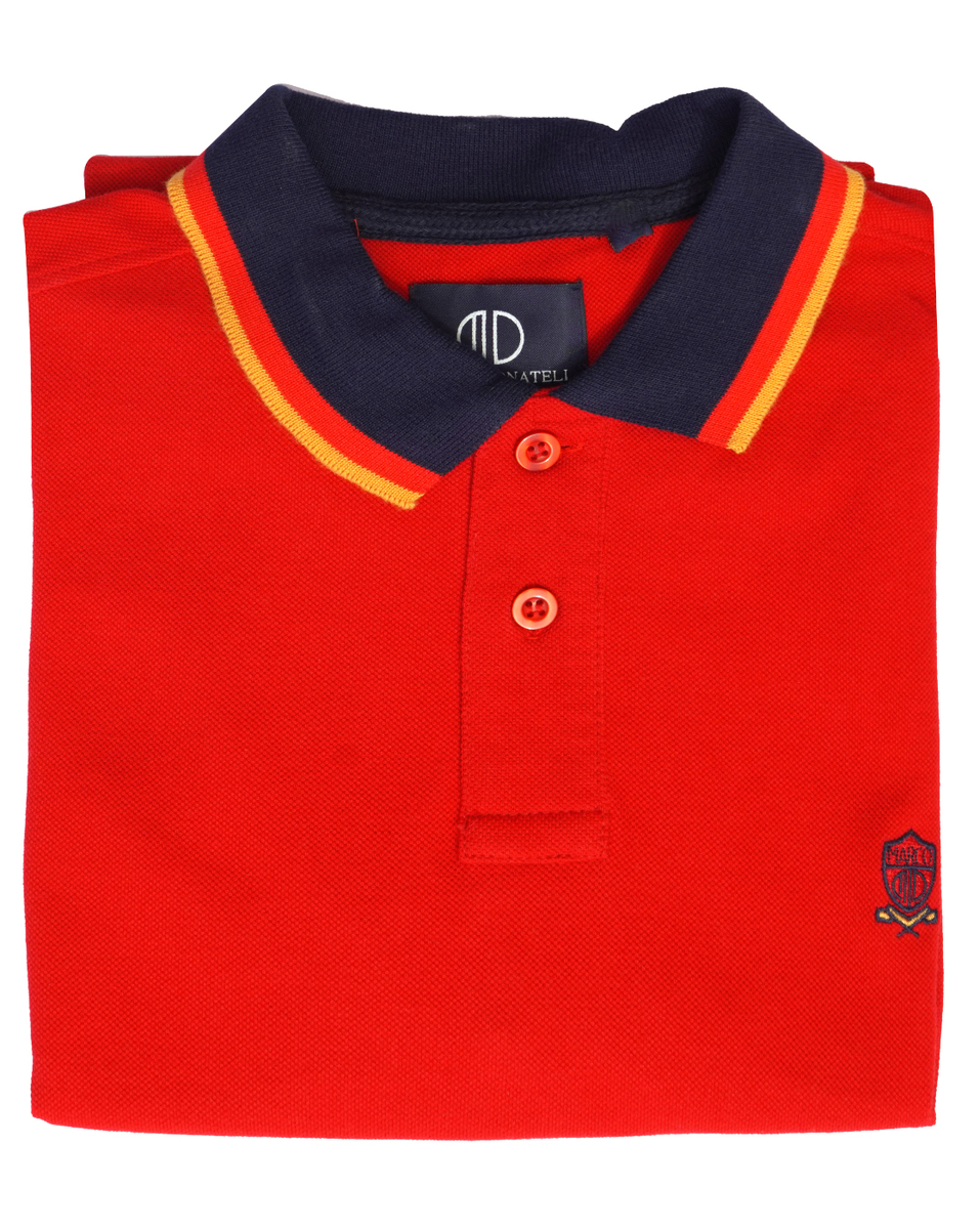 Marco Donateli Mens Regular Fit Navy & Red Solid Polo T-Shirt