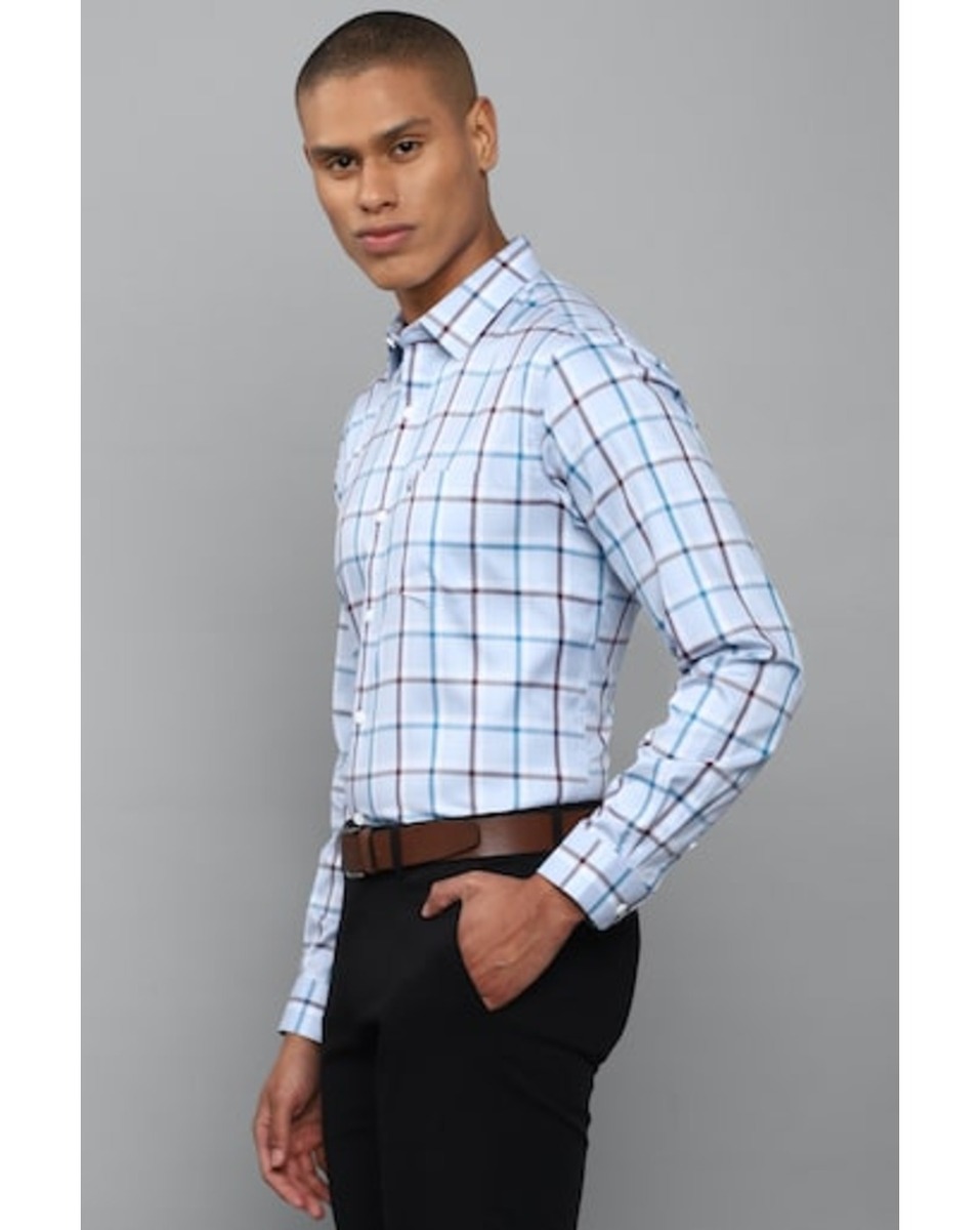 Allen Solly Sport Mens Check Blue Slim Fit Casual Shirt