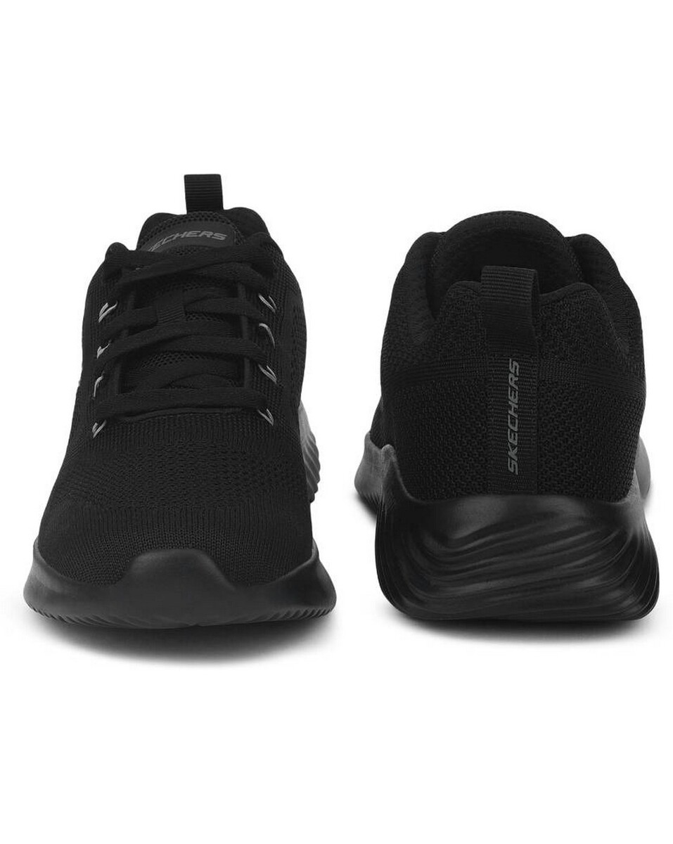 Skechers Mens Textile Black Lace-Up Sports Shoe