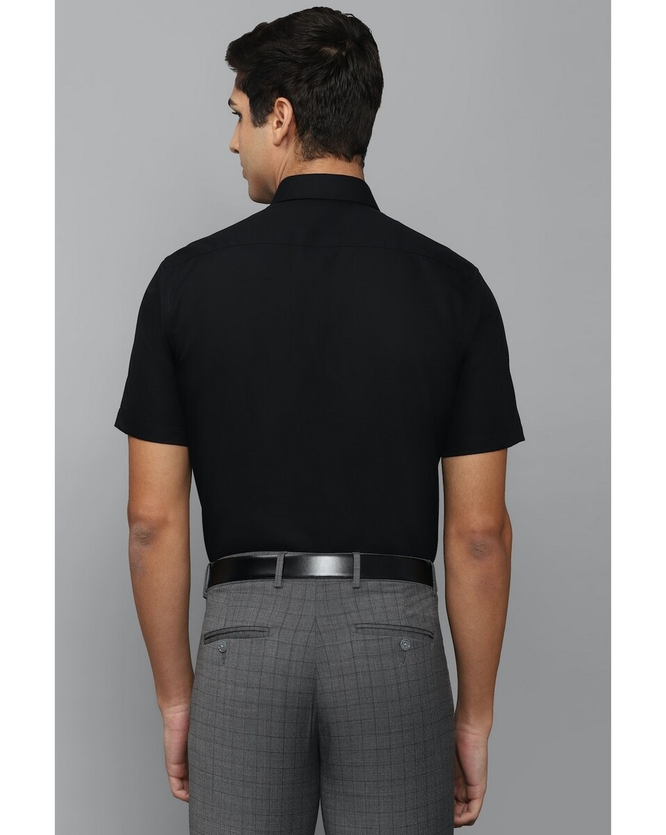 Louis Philippe Men Classic Fit Black Solid Formal Shirt