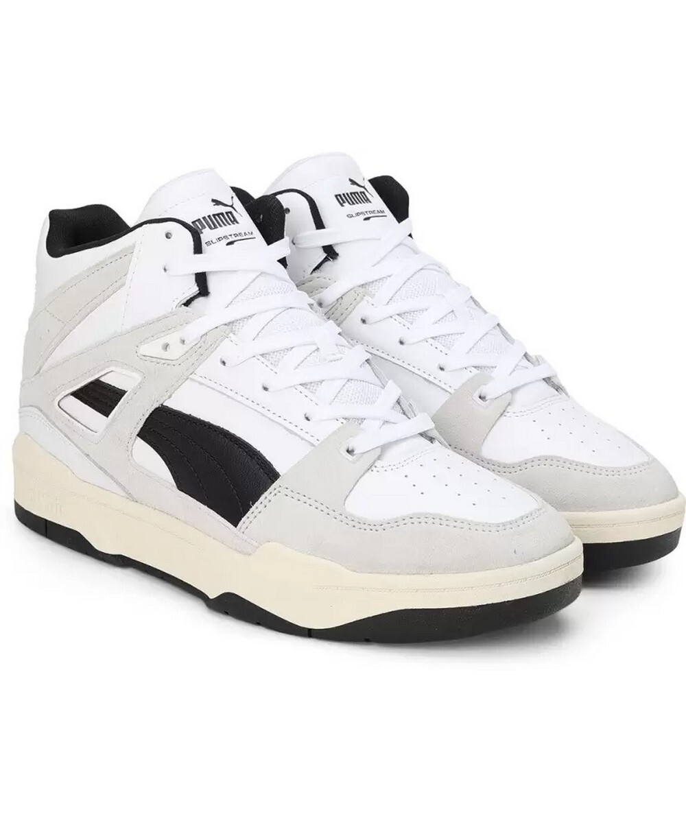 Puma Mens Leather White Lace-Up Sports Shoe