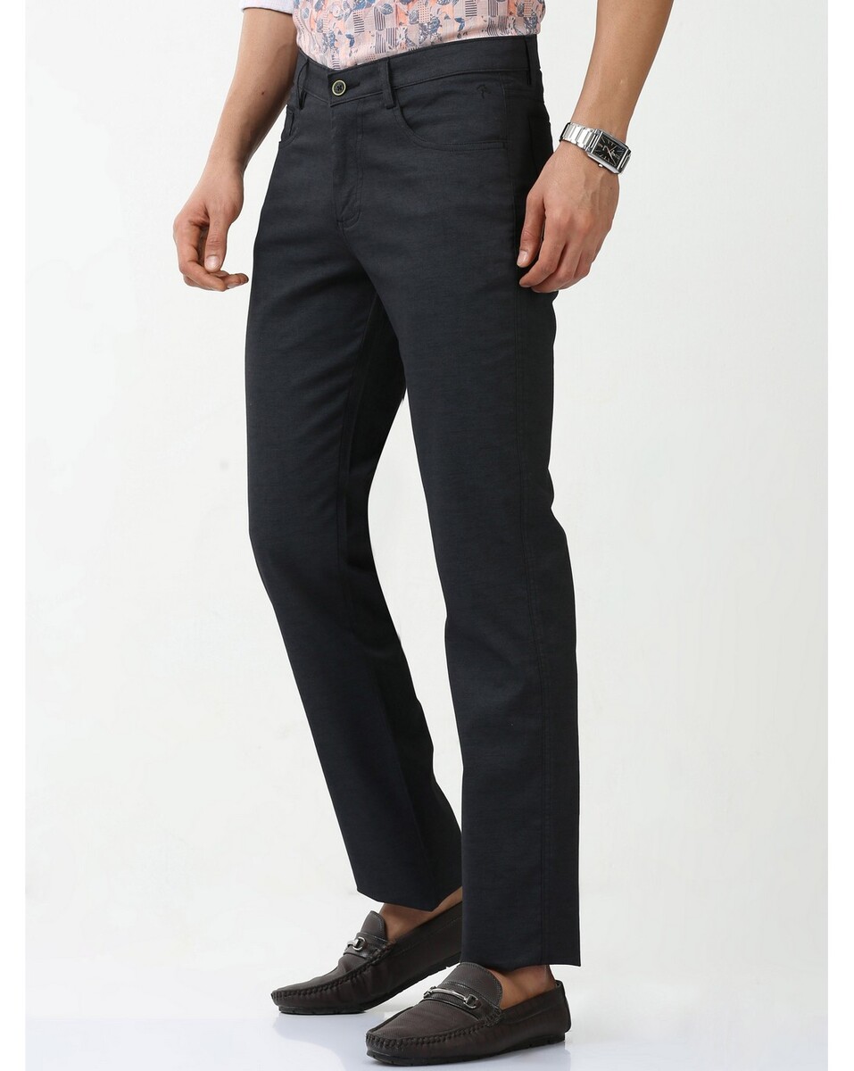 Classic Polo Mens Solid Black Chiesel Fit Trousers