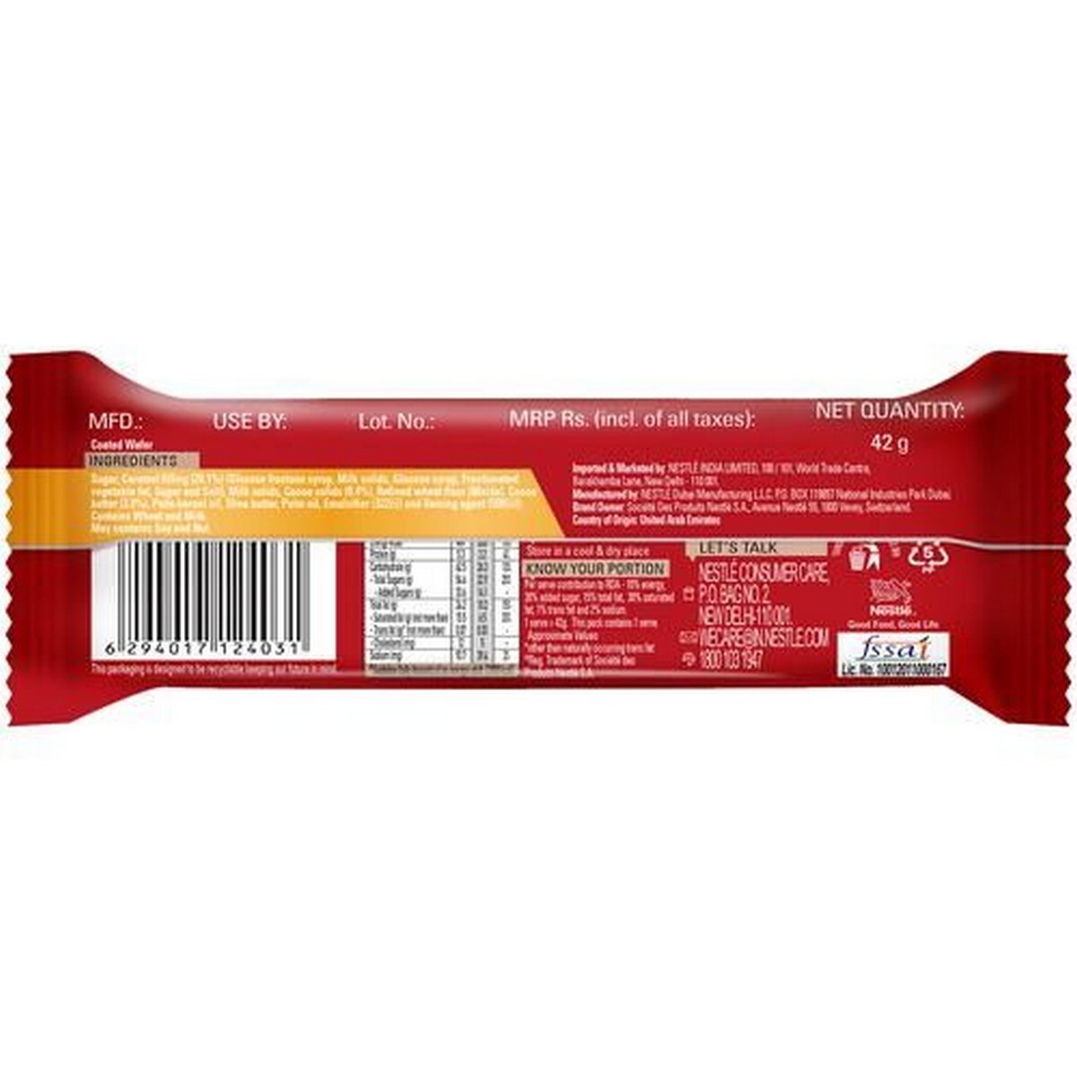 Nestle Chunky Caramel Coated Wafer Bar, 42 g