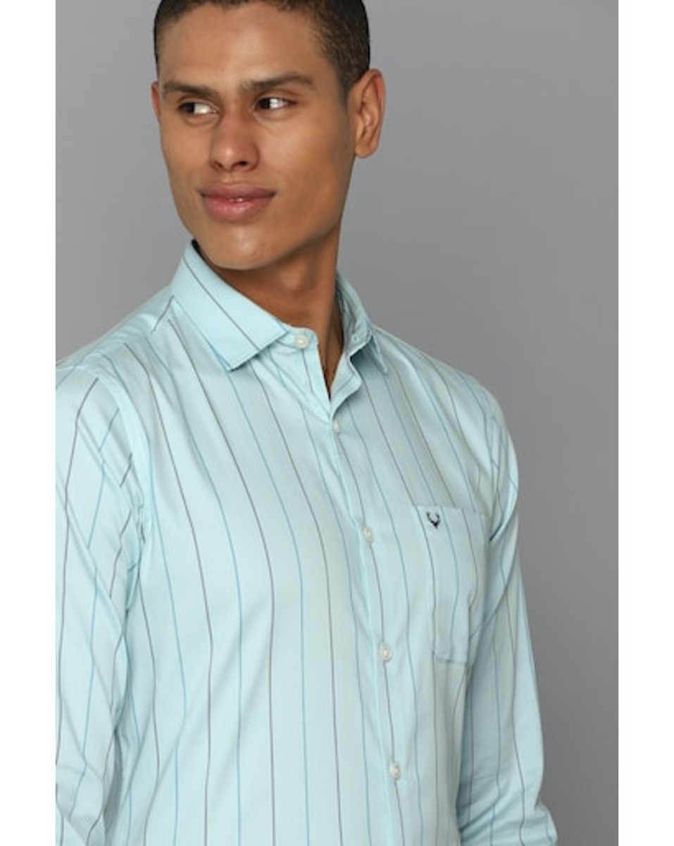 Allen Solly Sport Mens Stripe Blue Slim Fit Casual Shirt