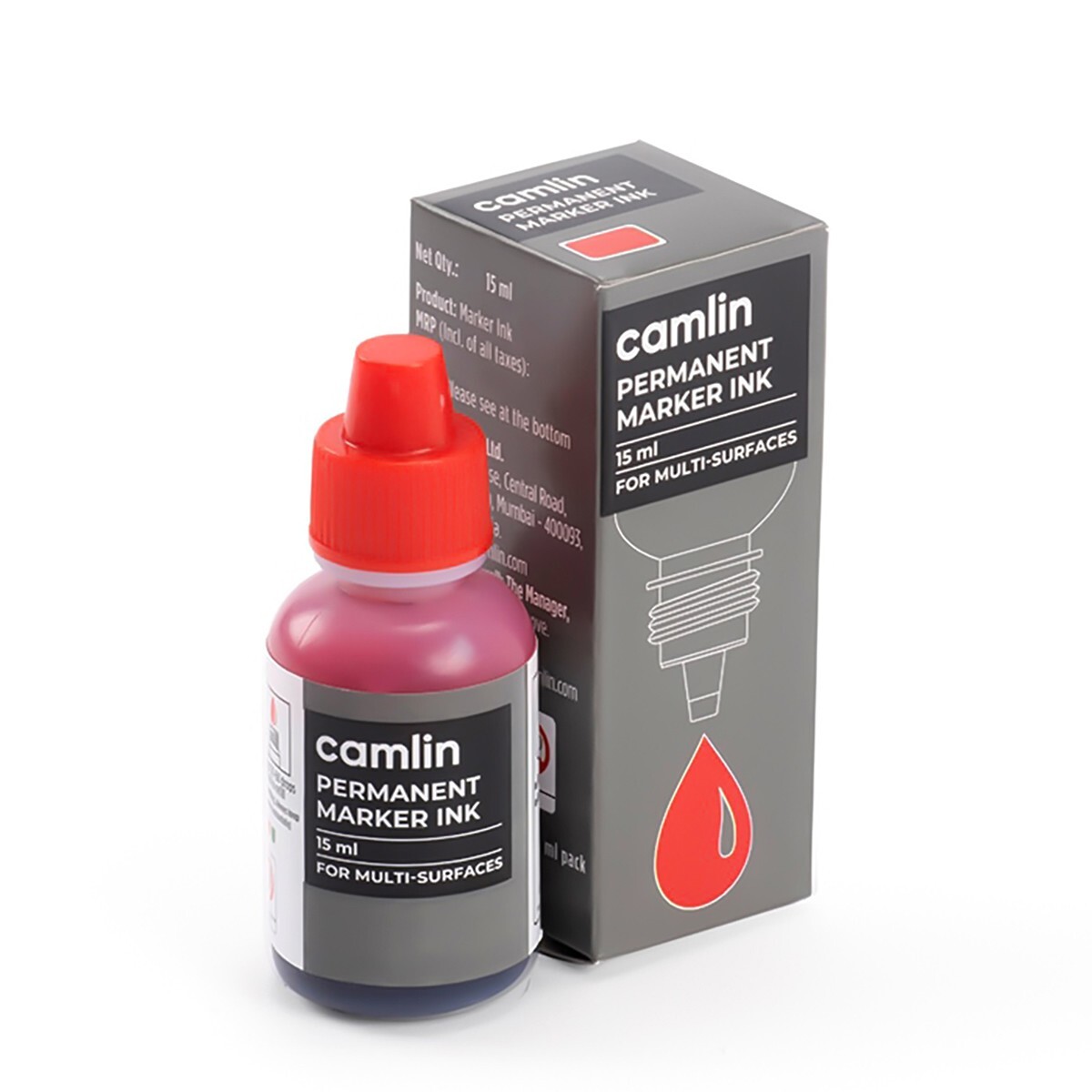 Camlin Permanent Marker Ink 15ml Red-7109369