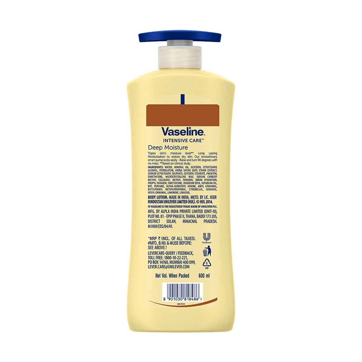 Vaseline Deep Moisture Serum In Lotion - For Dry Skin, 600 Ml