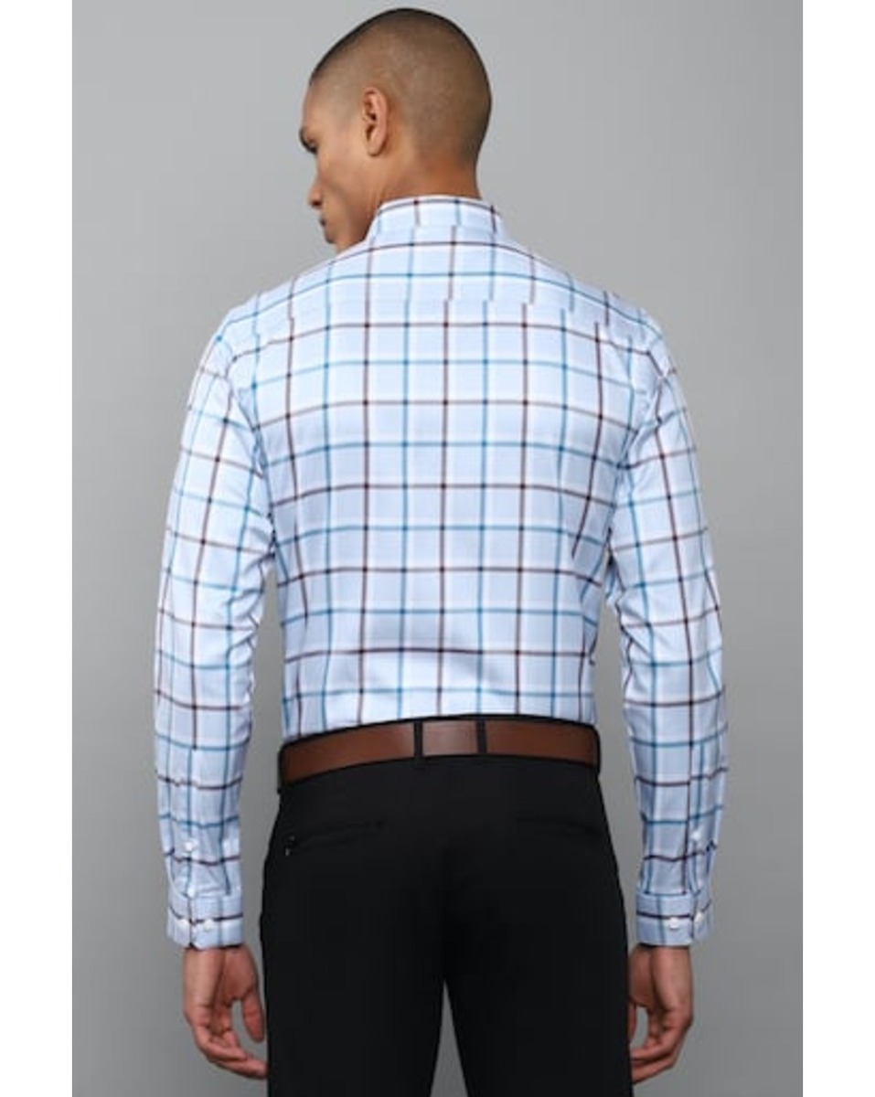 Allen Solly Sport Mens Check Blue Slim Fit Casual Shirt