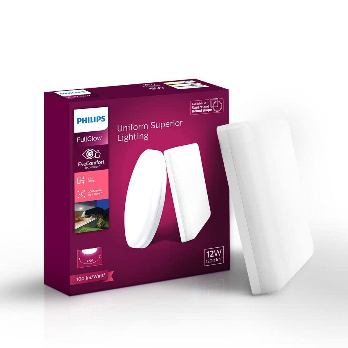 Philips LED Square Rim Less Surface Cool Day Light 12W