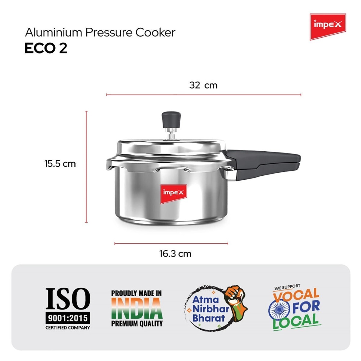 Impex Pressure Cooker 2Ltr Eco 2