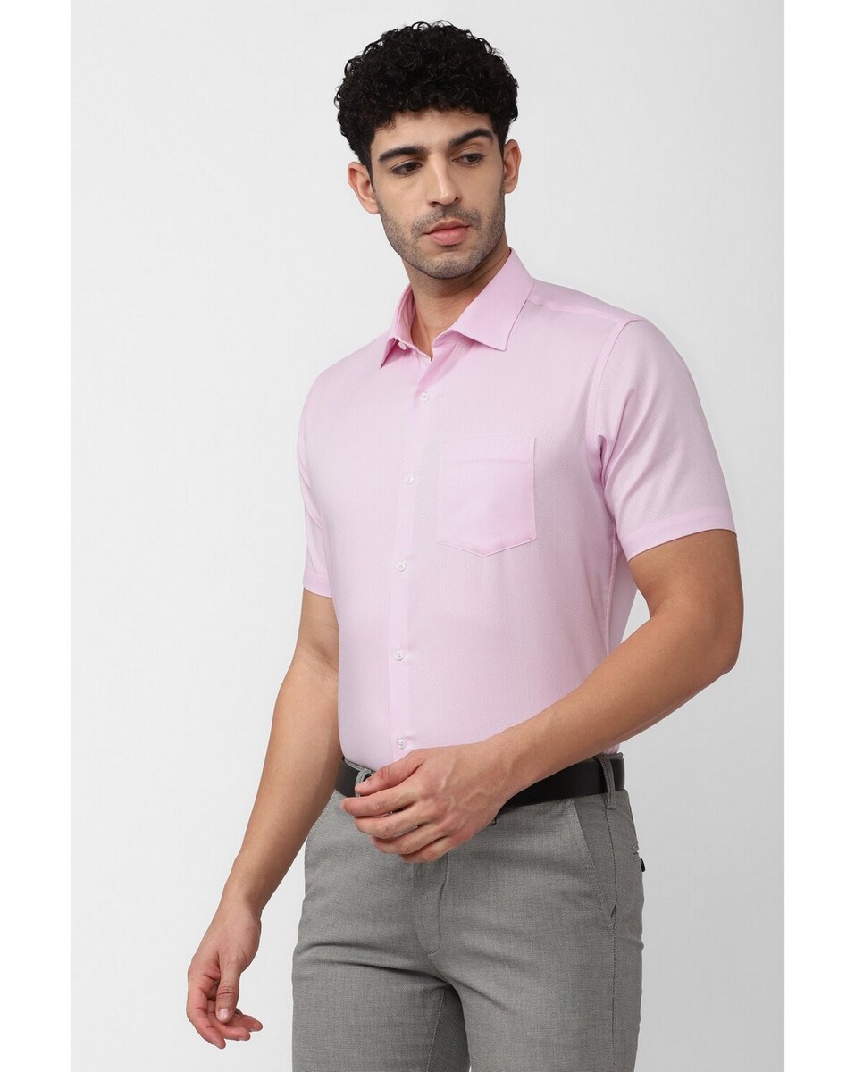 Van Heusen Mens Regular Fit Pink Formal Shirt