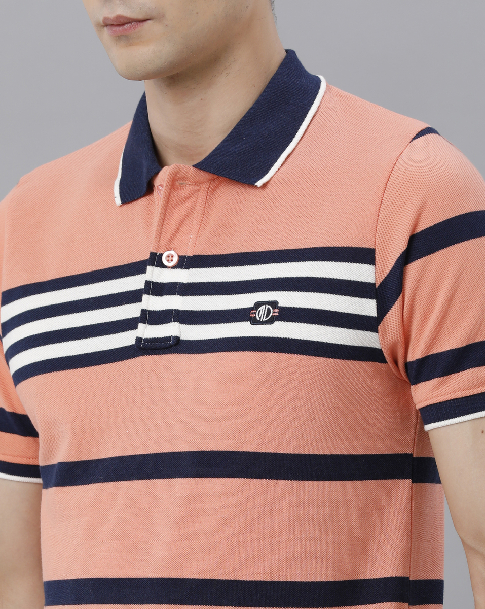 Marco Donateli Mens Peach Striped T Shirt