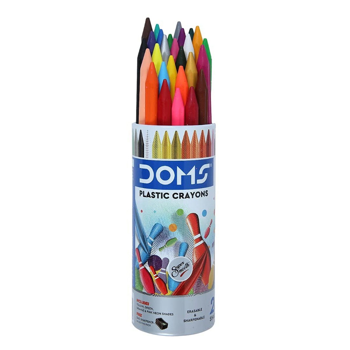 Doms Plastic Crayon 28s RoundTin 7122