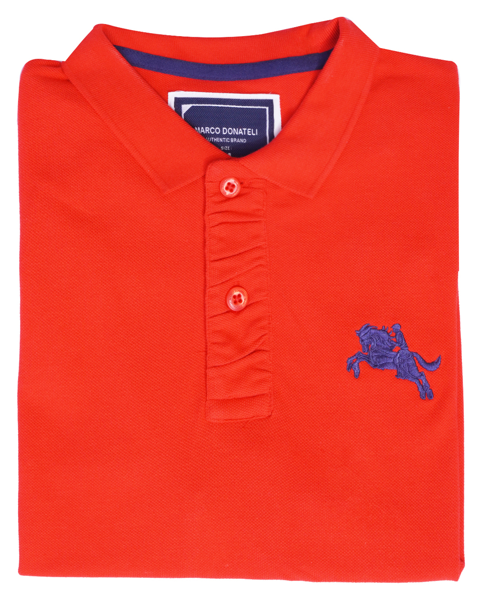 Marco Donateli Mens Regular Fit Red Solid Polo T-Shirt