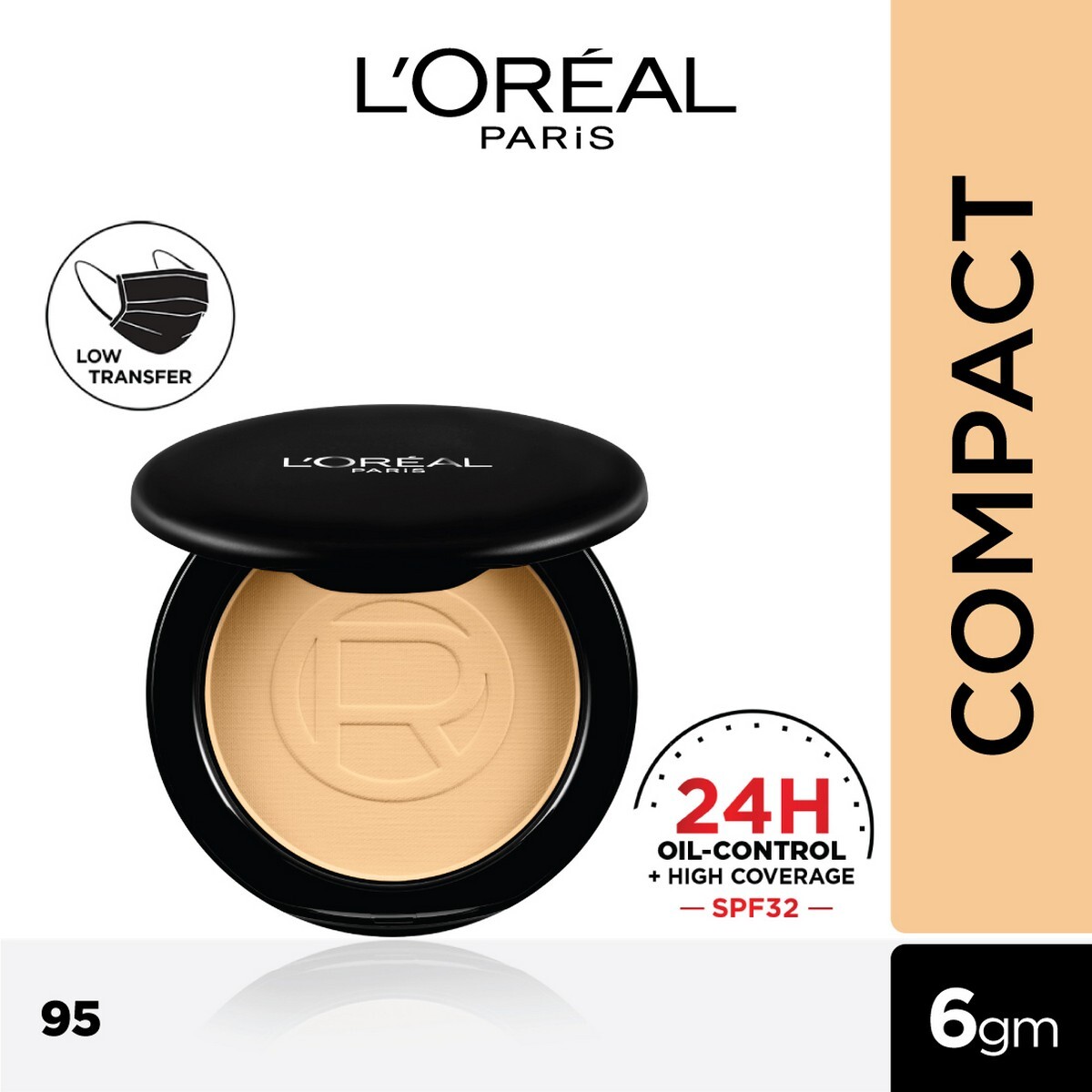 L�Or�al Paris Infallbile 24h Oil Killer High Coverage Compact Powder , Matte-Finish, Lightweight & Blendable & Compact For Face Makeup , With SPF 32 & PA +++ , 95 Light Linen