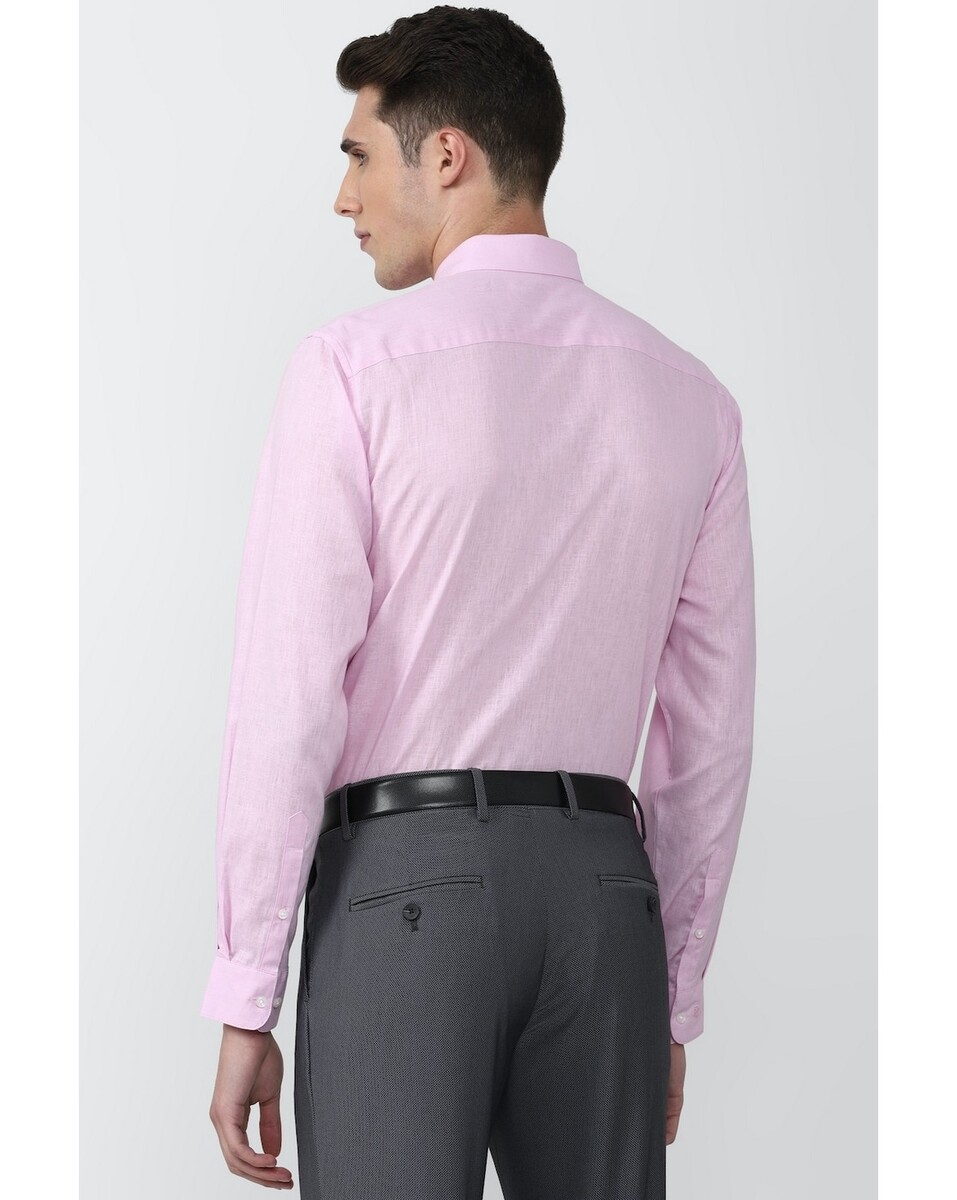 Peter England Mens Regular Fit Pink Solid Mens Casual Shirt