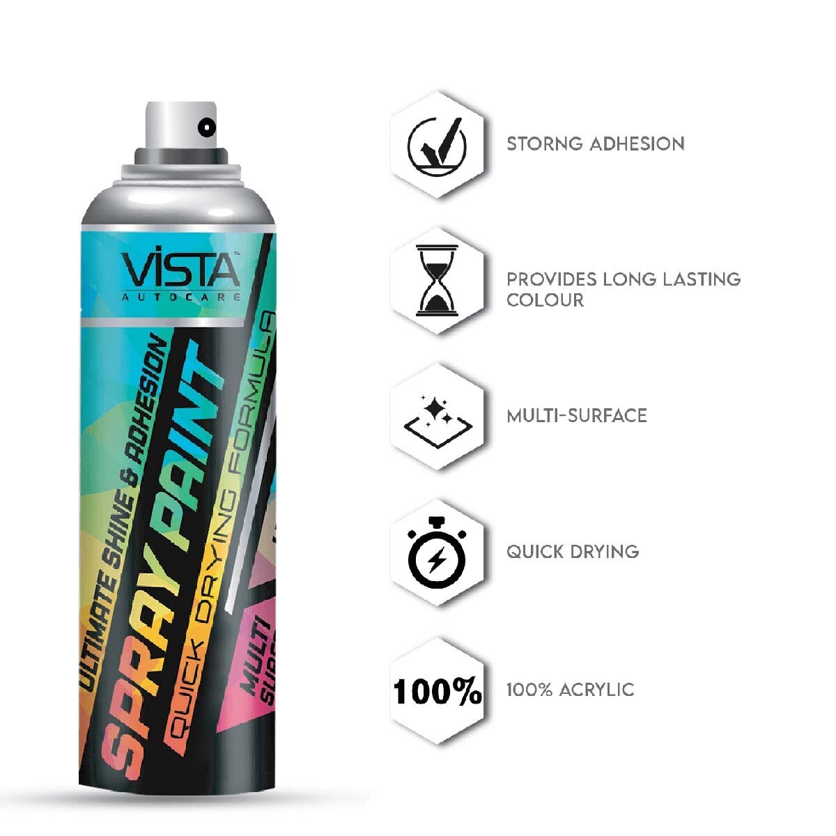 Vista Auto Care Spray Paint Black Glossy 400Ml