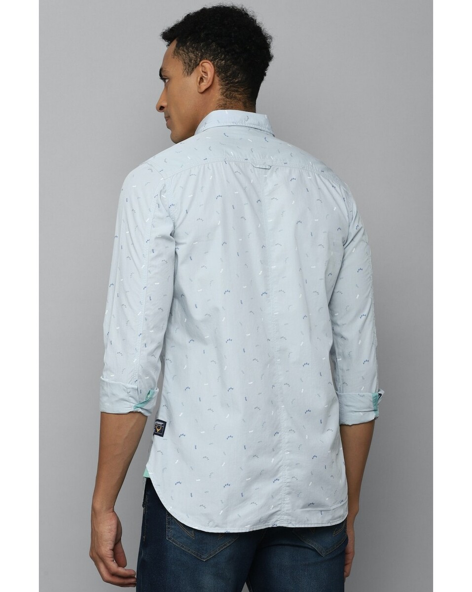Allen Solly Mens Custom Fit Blue Print Formal Shirt