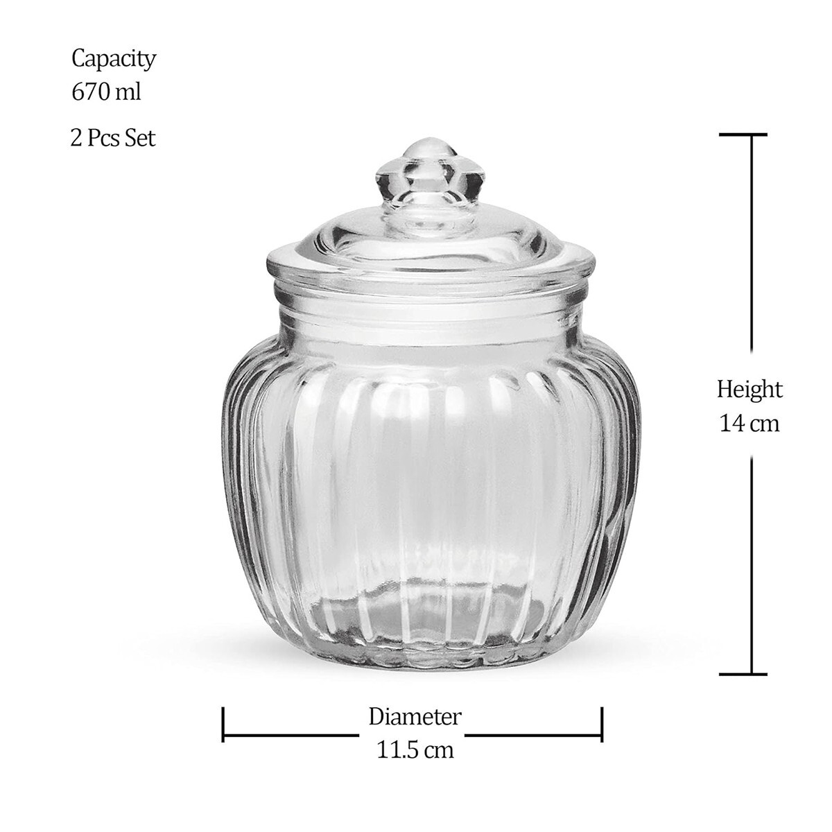 Treo Pot Jar With Glass Lid 670ml 2Pc