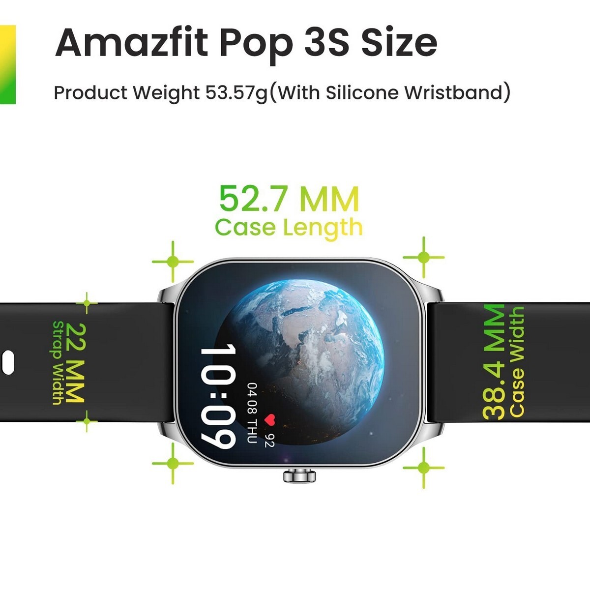 Amazfit Smart Watch Pop 3S Silver & Black