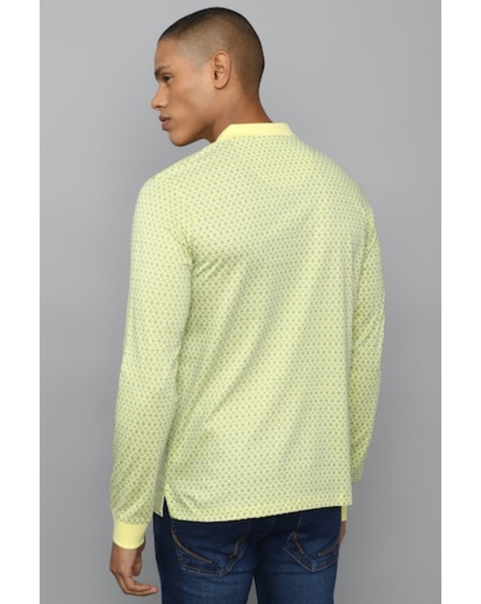 Allen Solly Sport Mens Print Yellow Regular Fit Polo T Shirt