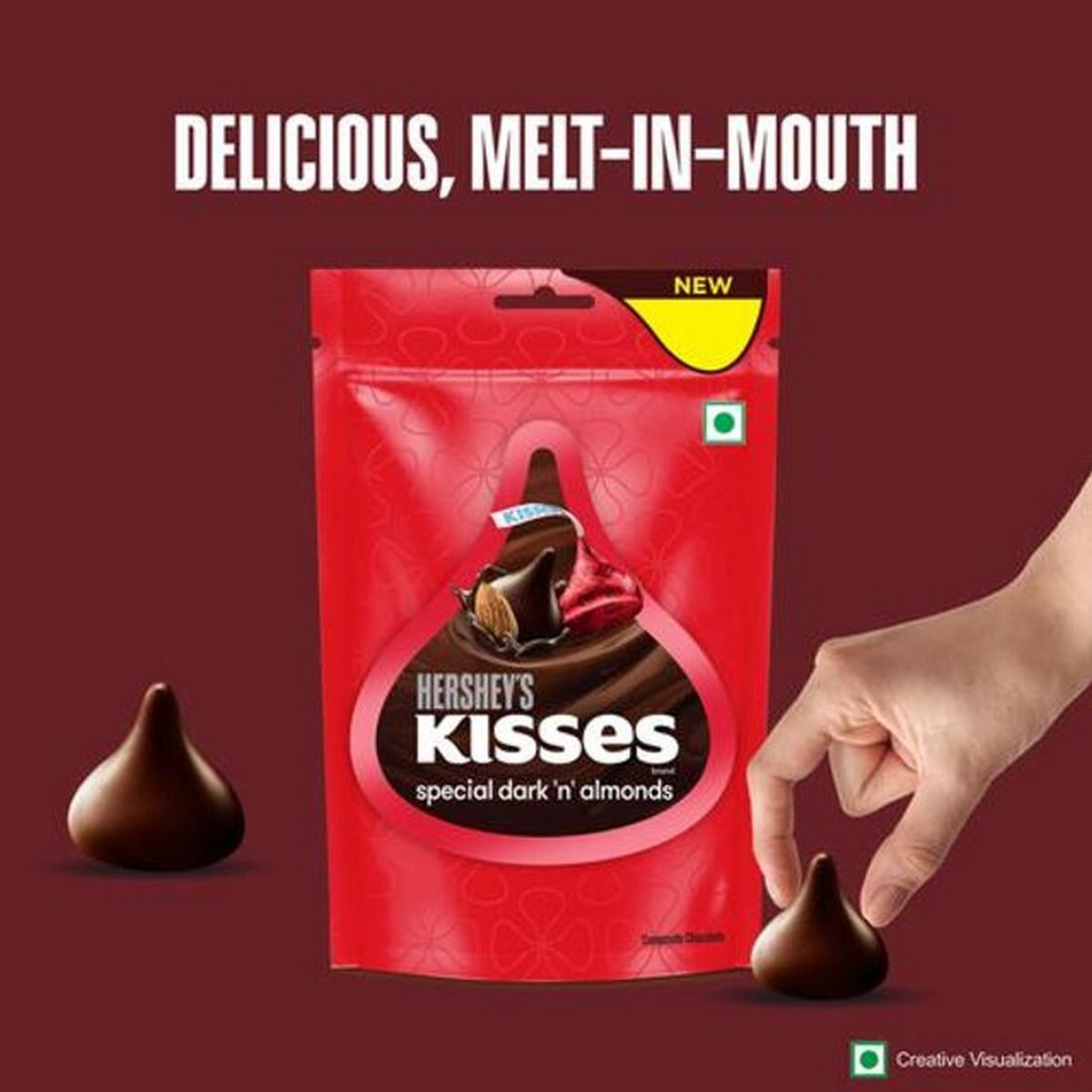 Hersheys Kisses Special Dark 'N' Almonds Chocolate, 33.6 G
