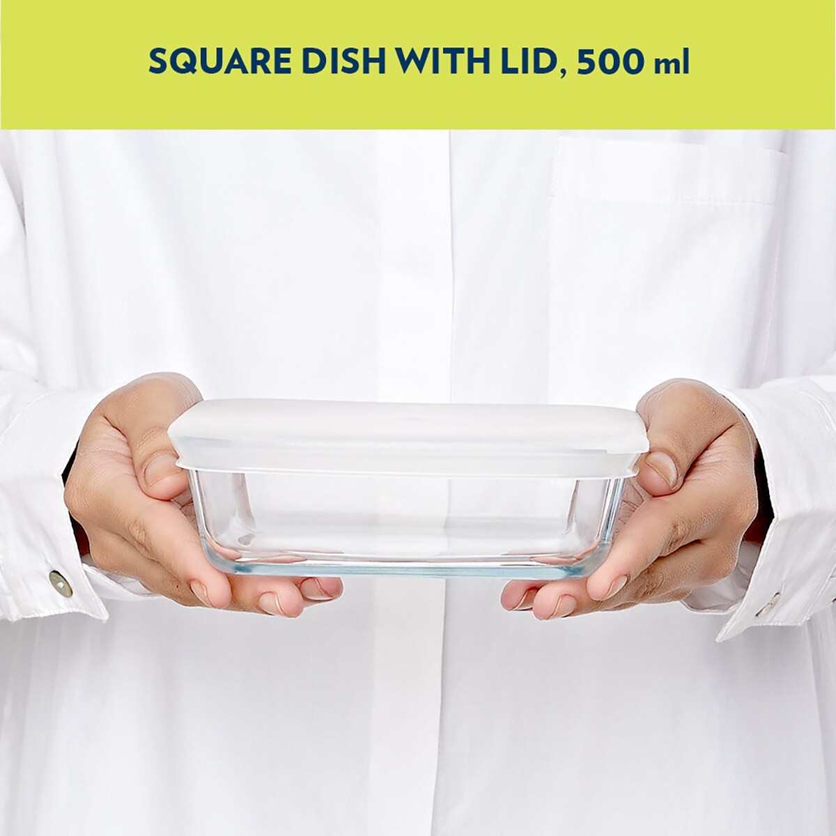 Borosil Square Dish With Plastic Lid 0.5L-150