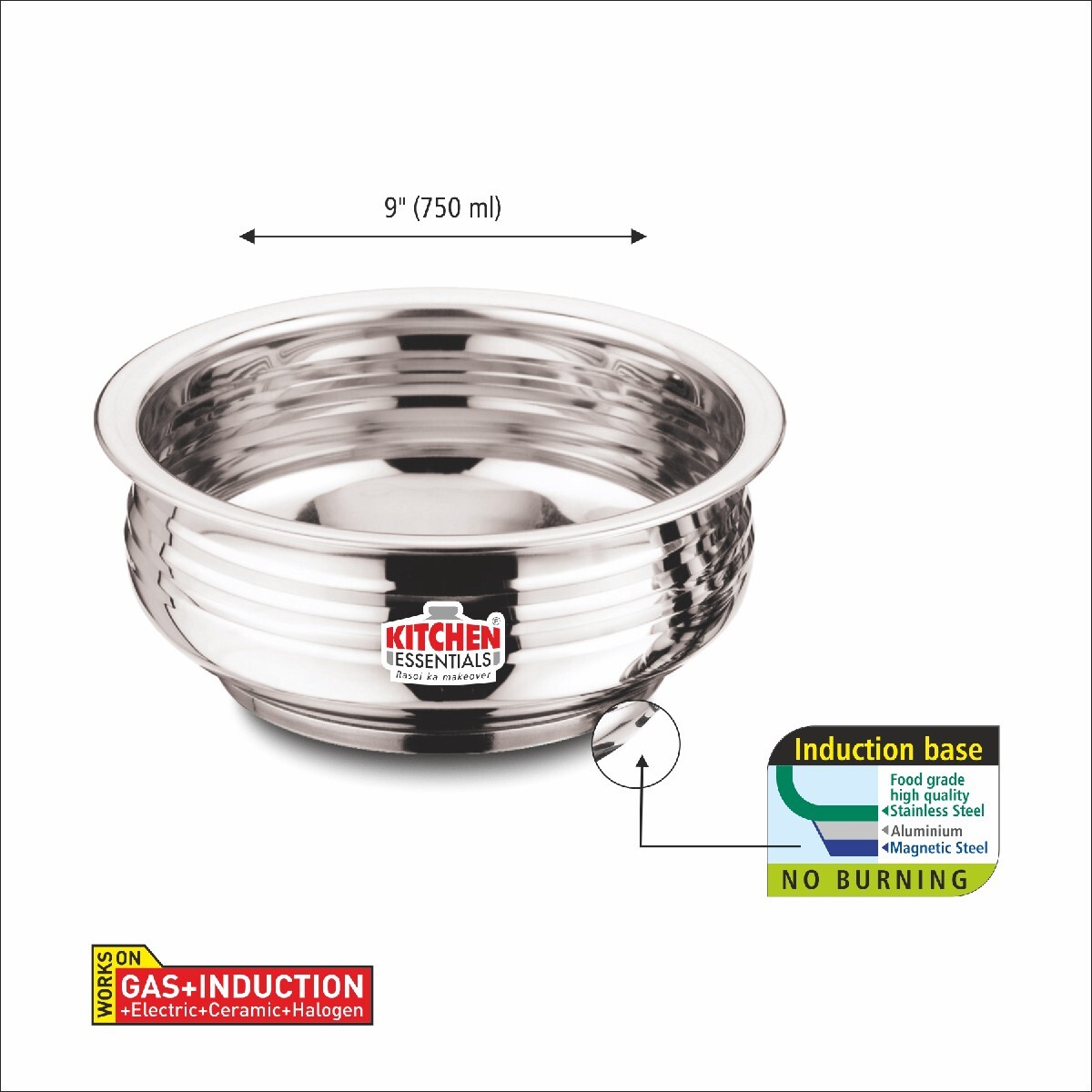 Kitchen Essential Uruly Induction Base Stainless Steel 9