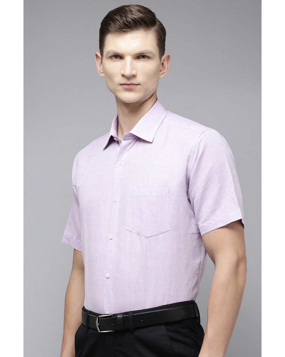 Van Heusen Mens Regular Fit Purple Formal Shirt