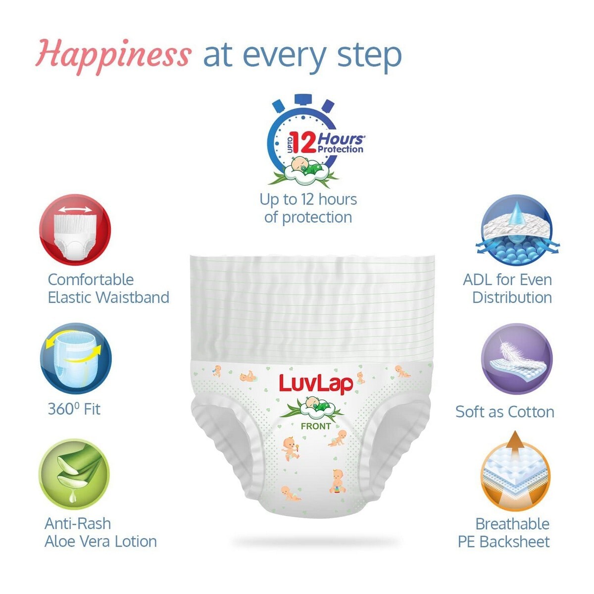 Luv Lap Diaper Pants M, 72 Pcs