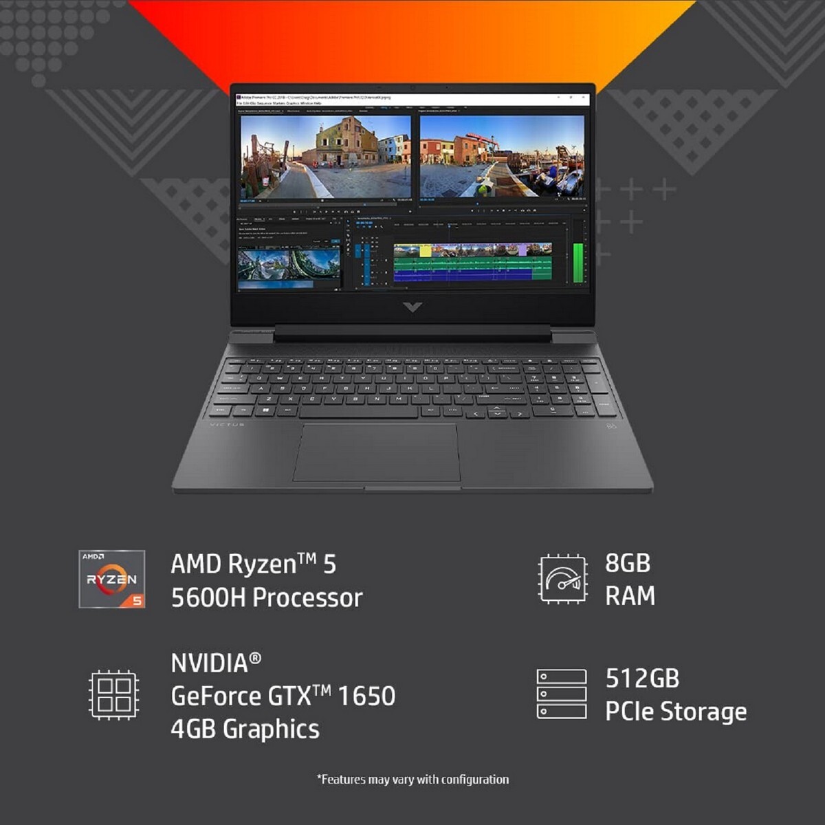 HP Victus Ryzen 5 Hexa Core 5600H - (8 GB/512 GB SSD/Windows 11 Home/4 GB Graphics/NVIDIA GeForce GTX 1650) 15-fb0121AX Gaming Laptop