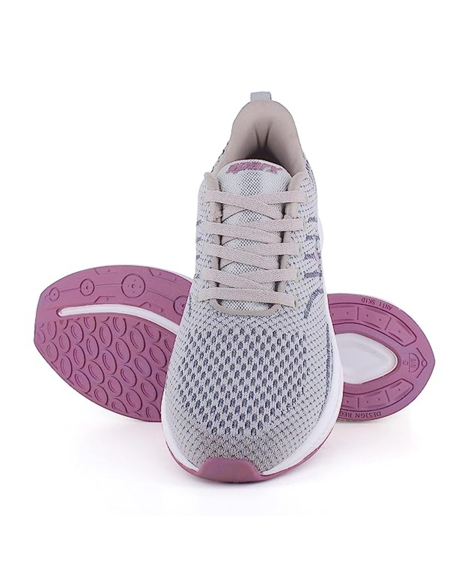 Sparx Ladies Mesh Light Grey Lace-Up Sports Shoes
