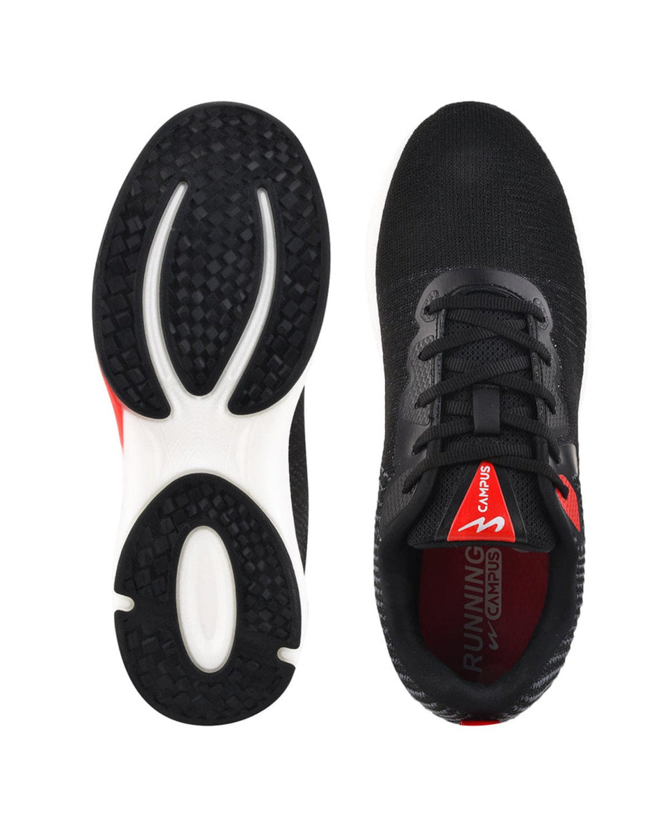 Campus Mens Knitting Black Lace-Ups Sports Shoes