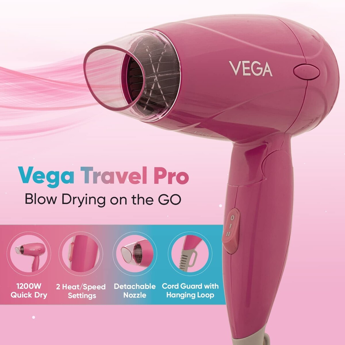 Vega Travel-Pro 1200W Hair Dryer-VHDH-33
