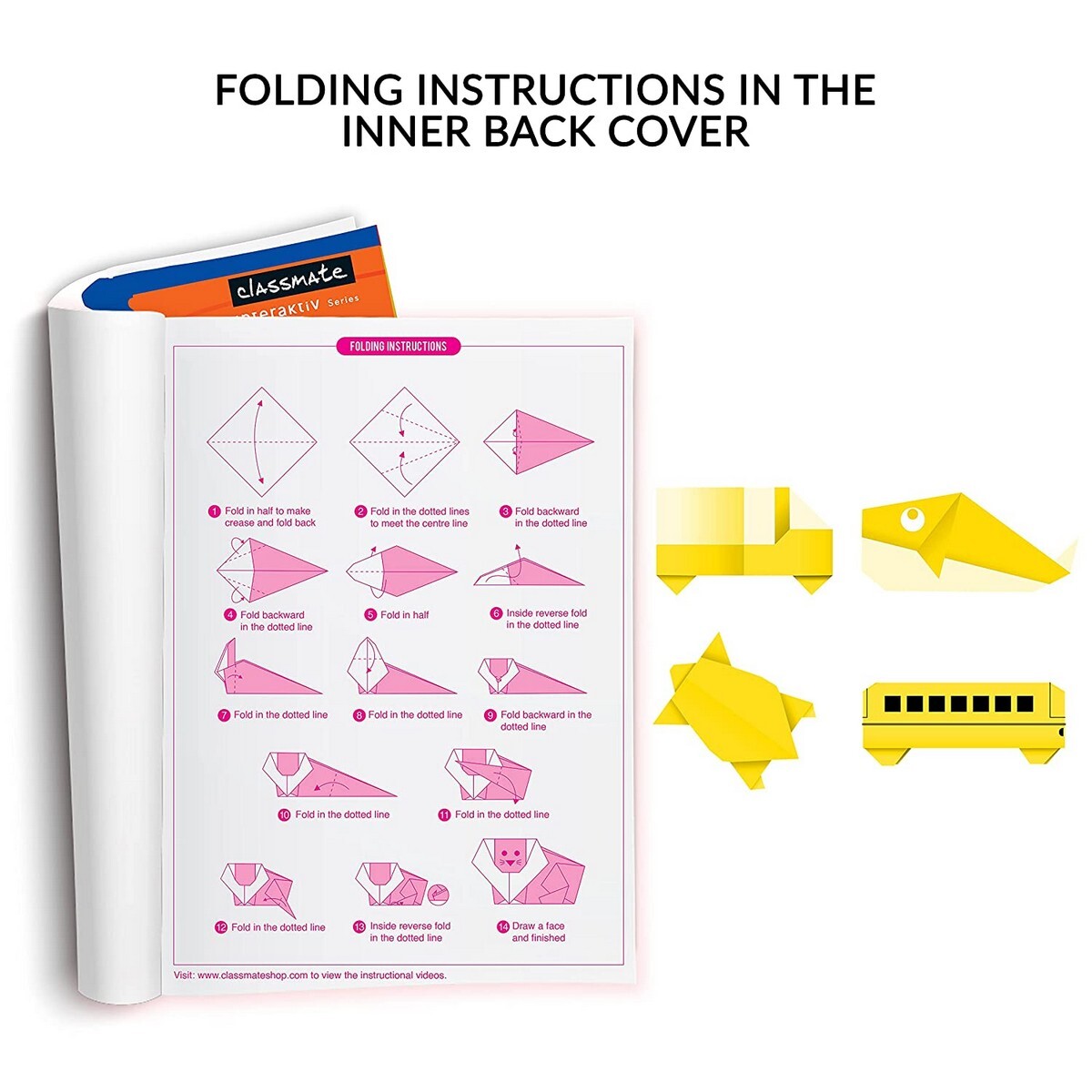 Classmate Origami Notebook Unruled 172Pg-2660015 Assorted Colour & Design
