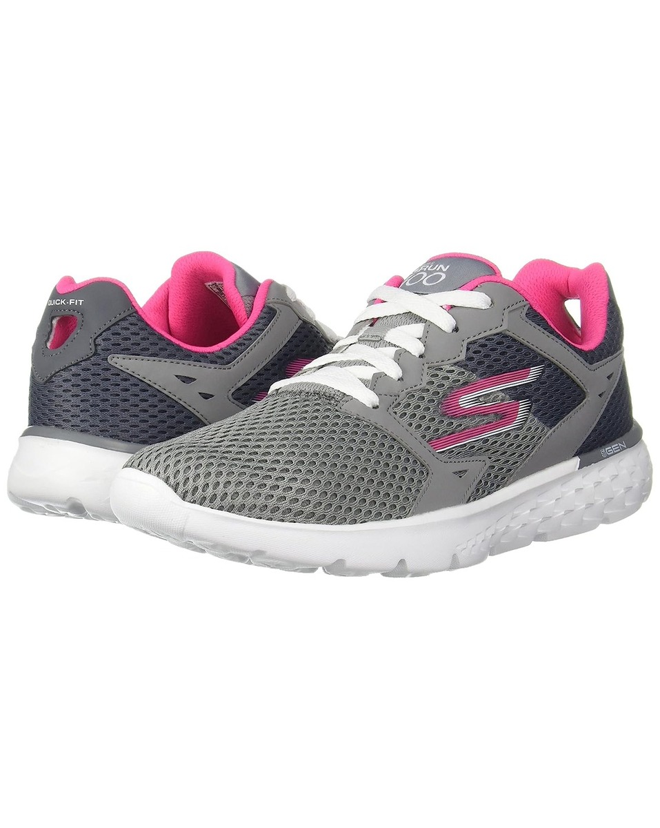 Skechers Ladies Mesh Charcoal Lace-Up Sports Shoes