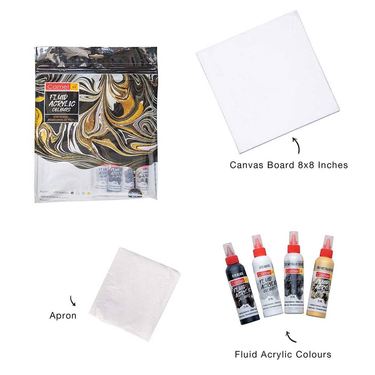 Camlin Fluid Acrylic Kit Monochrome-3212898