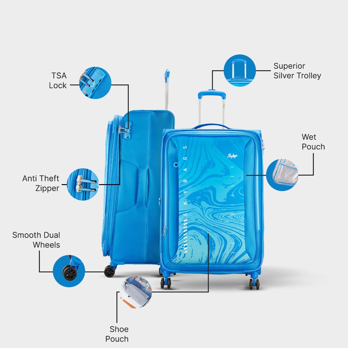 Skybags Swirl Soft Spinner 81cm Blue