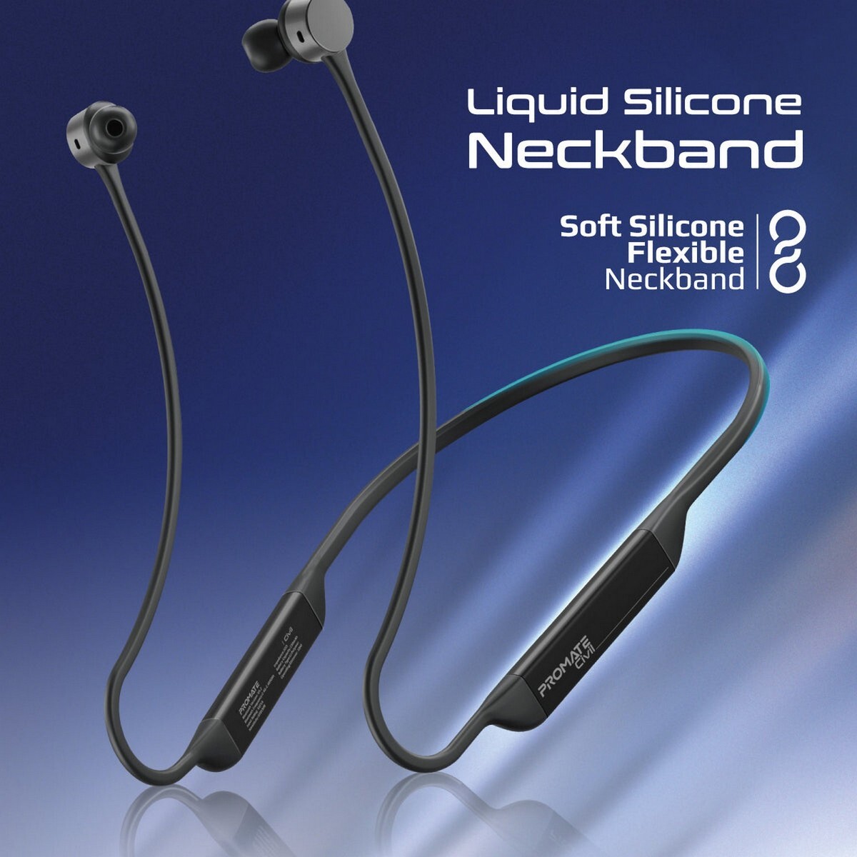 Promate Wireless Neckband Earphones Civil Black