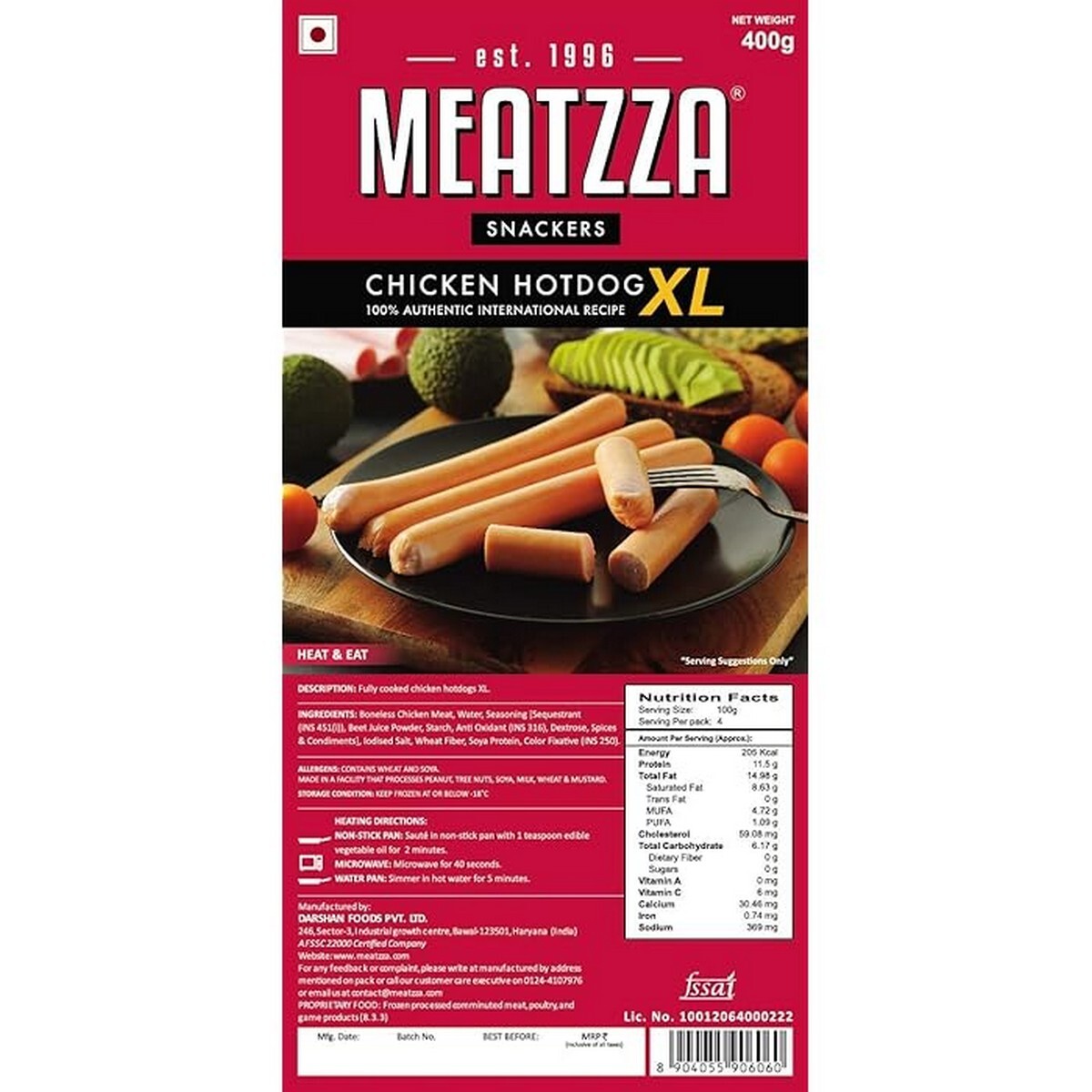 Meatzza Chicken Hot Dog XL 400g
