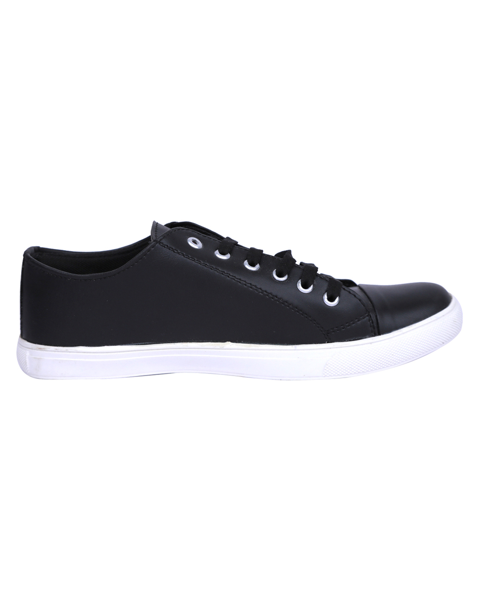 Tom Smith Mens Rexine Black Lace ups Casual Shoes